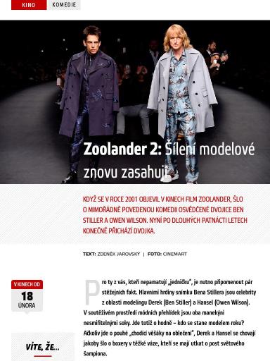 Zoolander 2 Kinotip Cz 02 2016 Skylink Tv